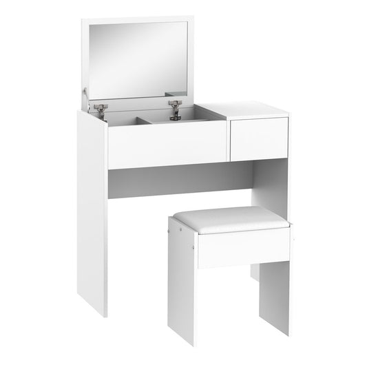 Dressing Table With Padded Stool-White