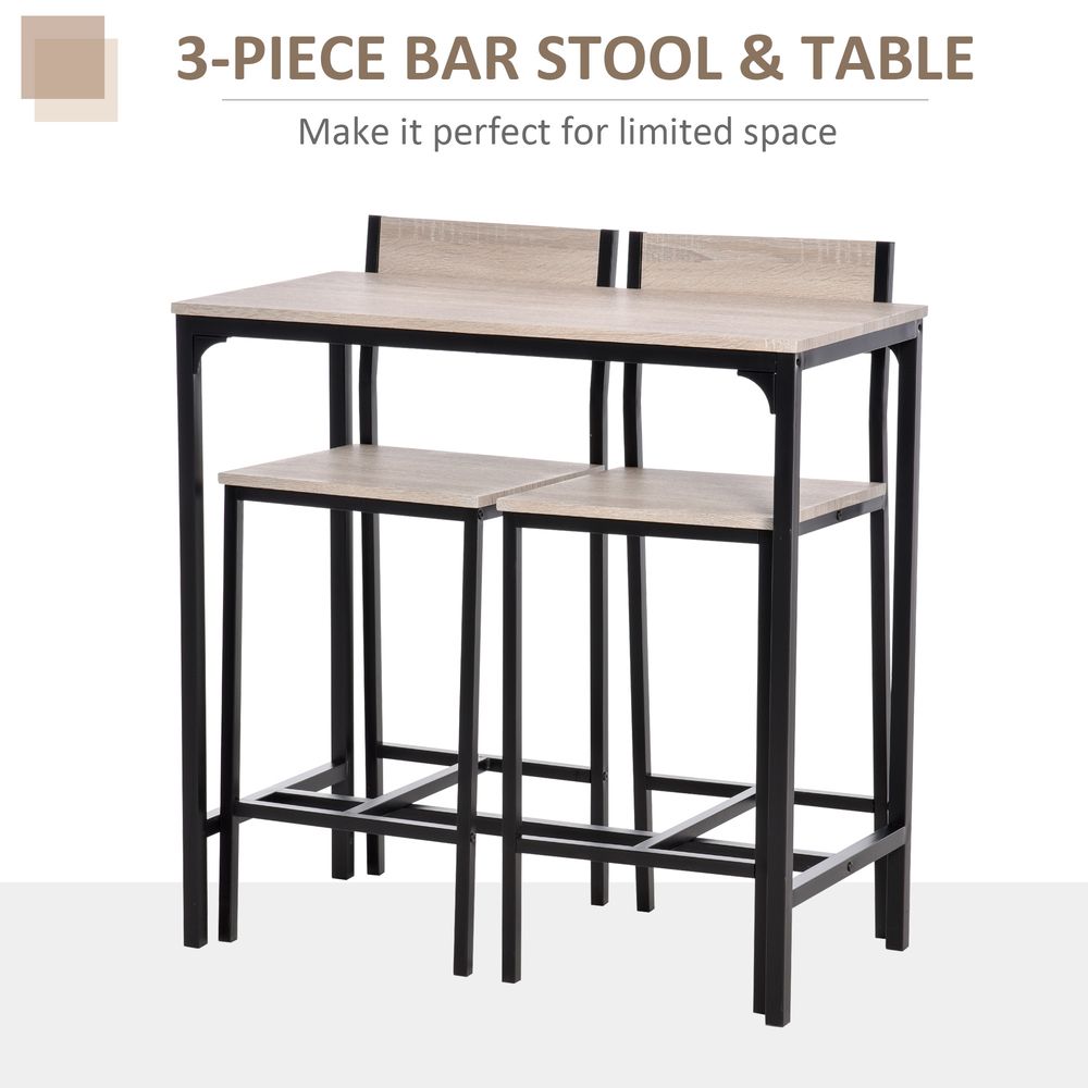 Metal Frame MDF Top Table & Bar Stool Set Black