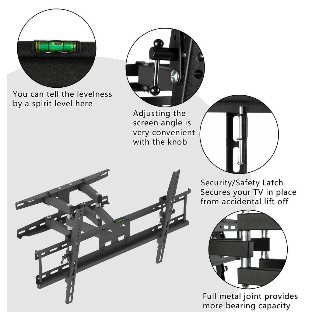 TMDS-204 32"-70" 110Lbs VESA600*400 Full Motion TV Wall Mount Tilt Range 0-15°