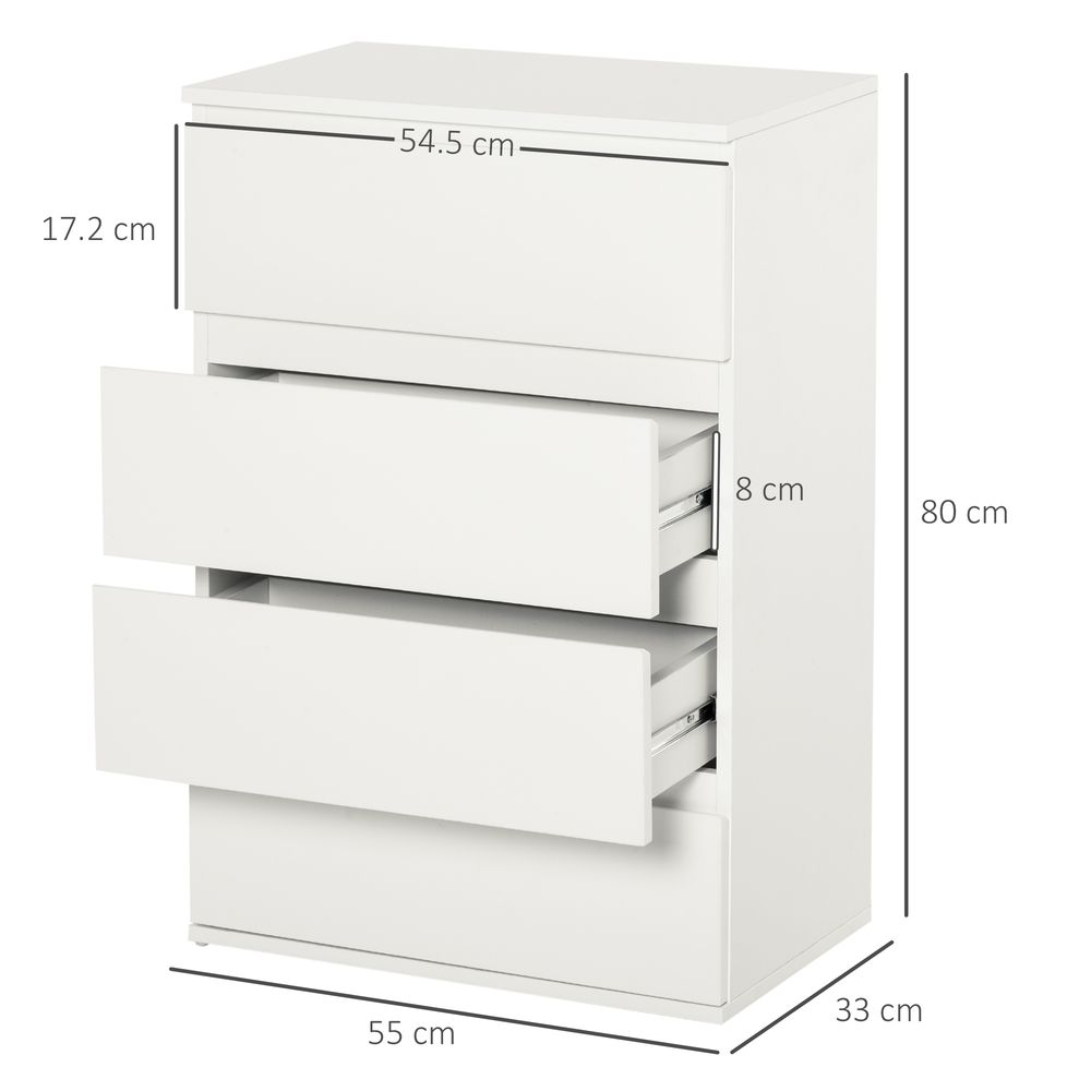 Chest of Drawers, 4 Drawers White