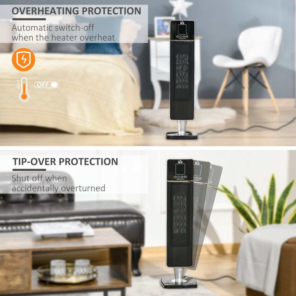 Ceramic Tower Heater Oscillating Space Heater w/ Remote Control 8hrs Timer