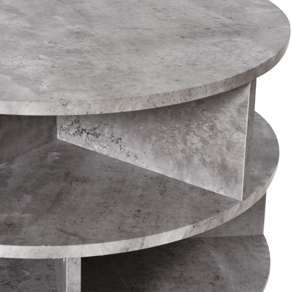 Coffee Table, 2-Tier, ?60x39.5H cm-Cement Colour