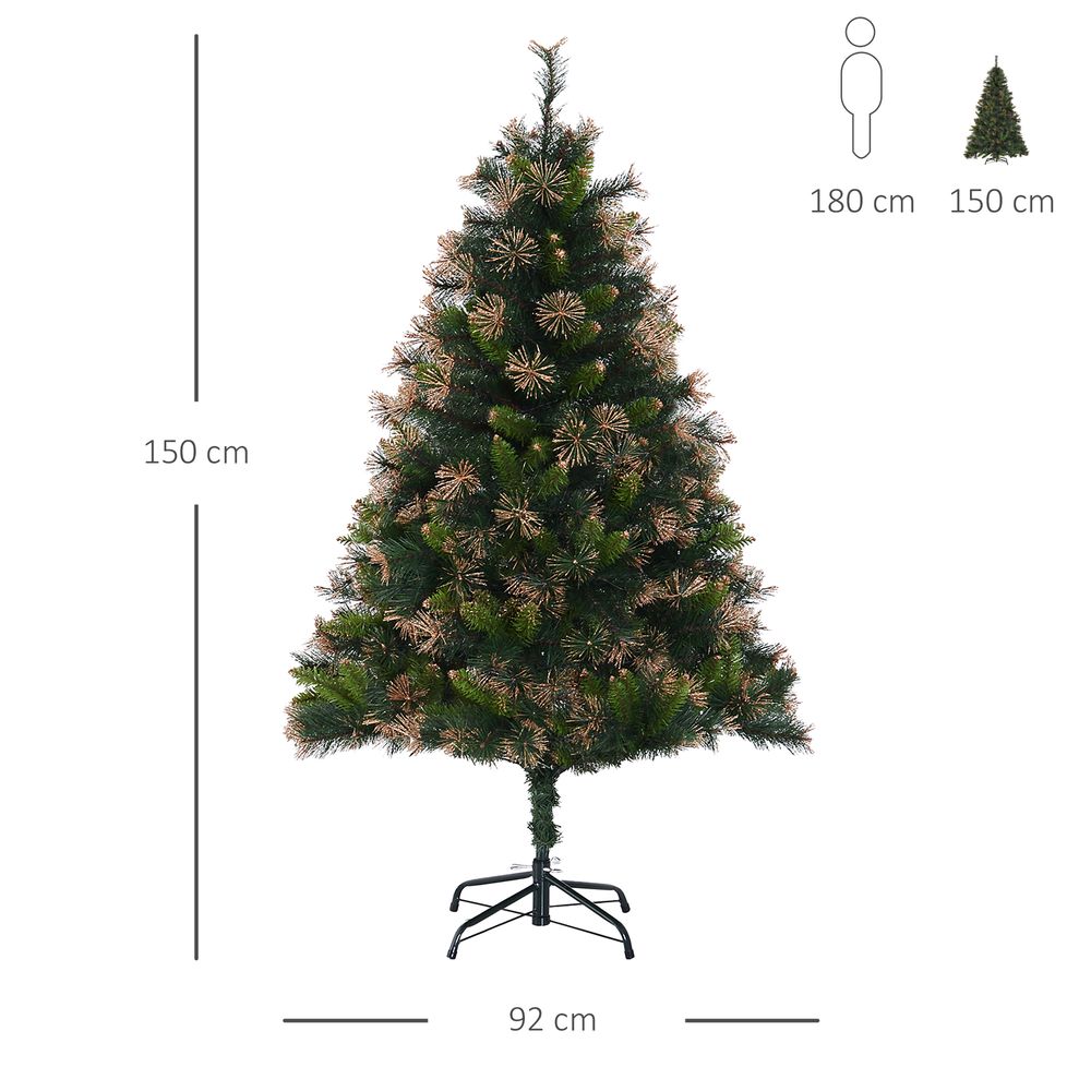 1.5m 5ft Pre-Lit Christmas Tree Artificial Spruce Warm White LED Metal Stand