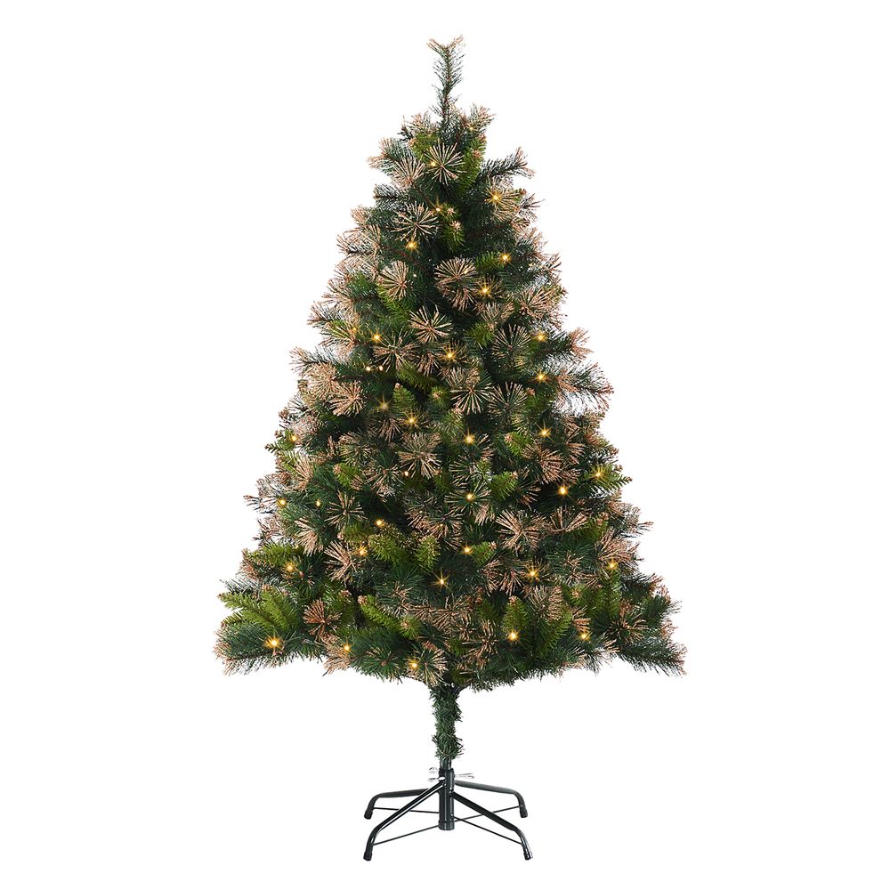 1.5m 5ft Pre-Lit Christmas Tree Artificial Spruce Warm White LED Metal Stand