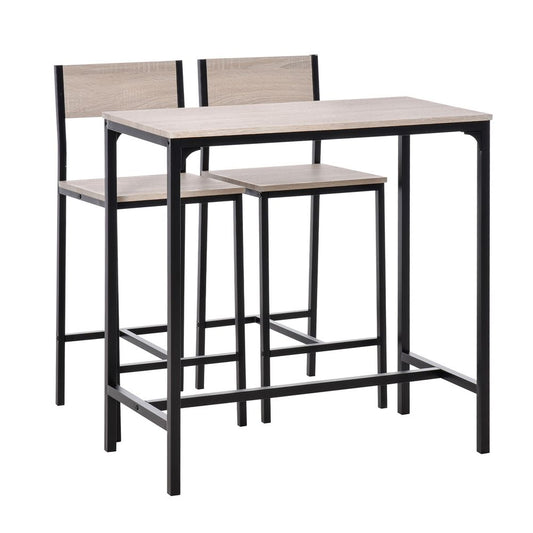 Metal Frame MDF Top Table & Bar Stool Set Black