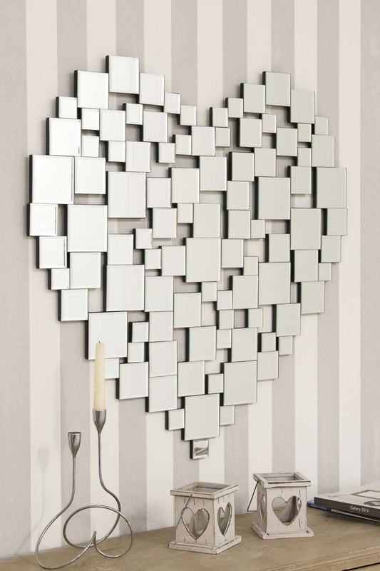 Heartfelt Elegance: Love All Glass Collage Wall Mirror - 81x80 CM