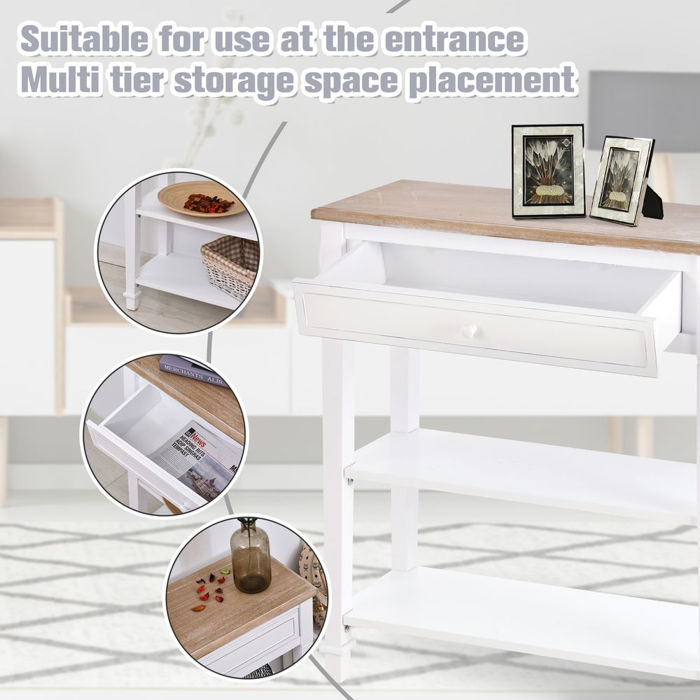 MDF Wide Drawer Console Table White