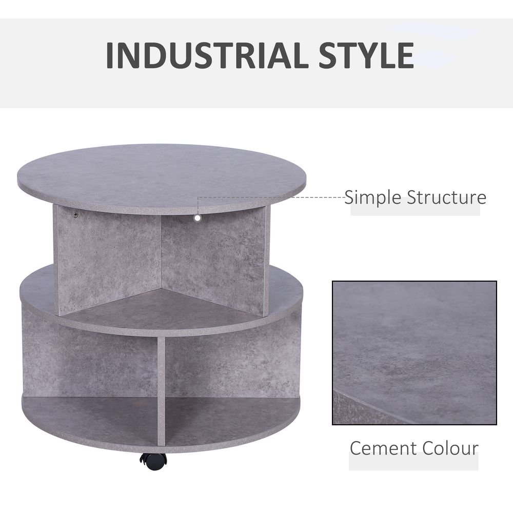 Coffee Table, 2-Tier, ?60x39.5H cm-Cement Colour