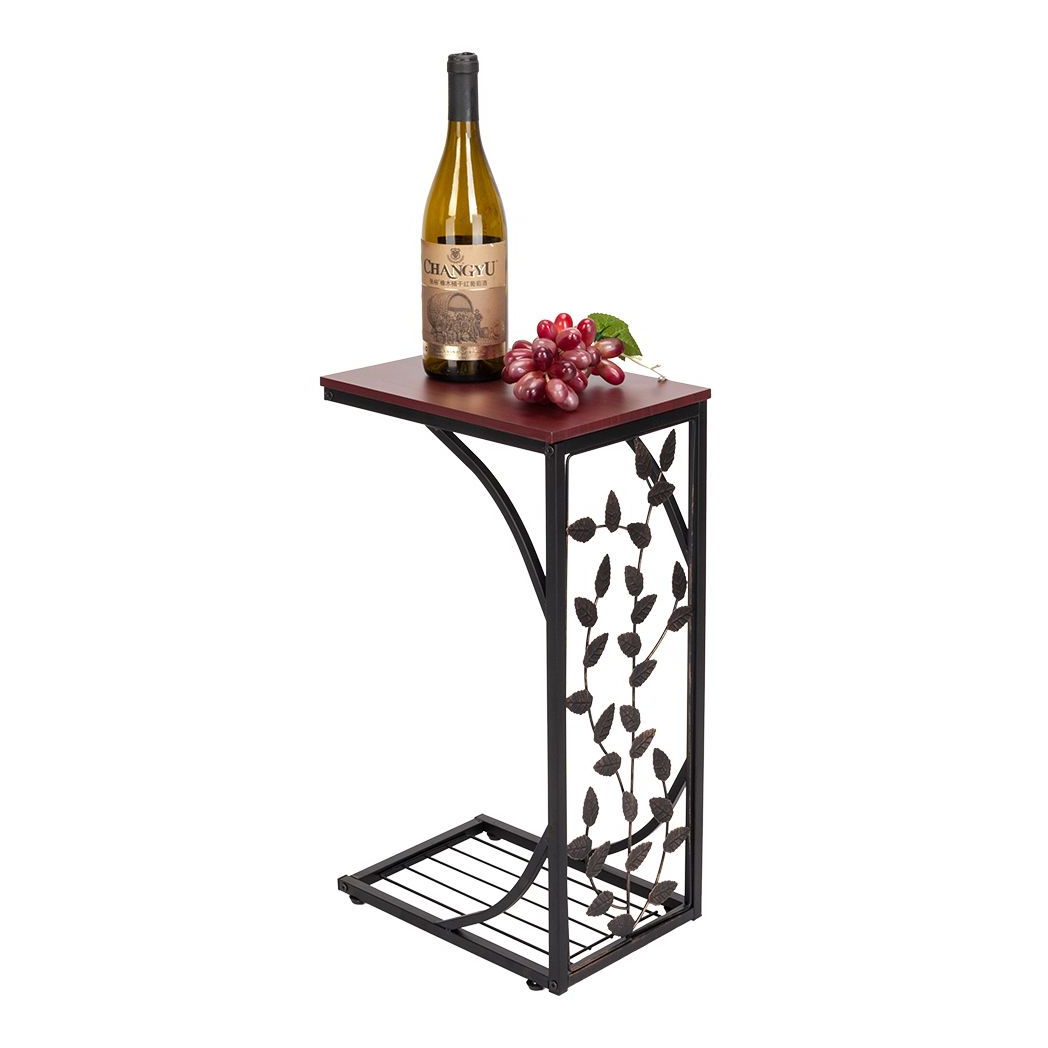 54*30.5*21CM Leaf Pattern Iron Side Table Coffee Table Brown