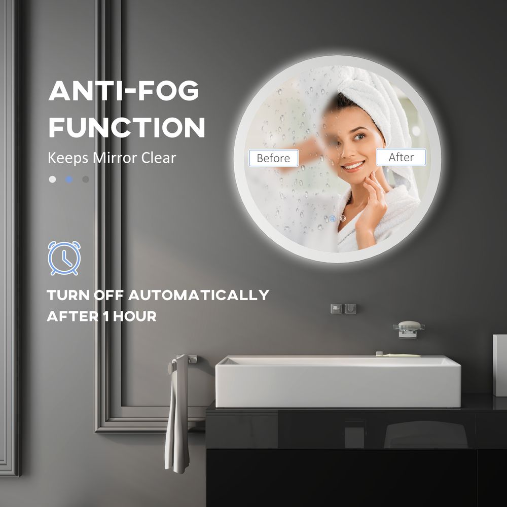 LED Illuminated Defogging Bathroom Mirror with Touch Control & 3 Colors